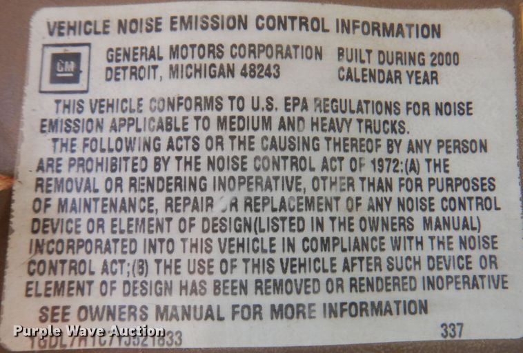 image for item DK8714 2000 GMC C7500  dump truck