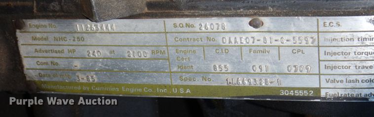 image for item DK8716 1985 Am General M923  flatbed truck