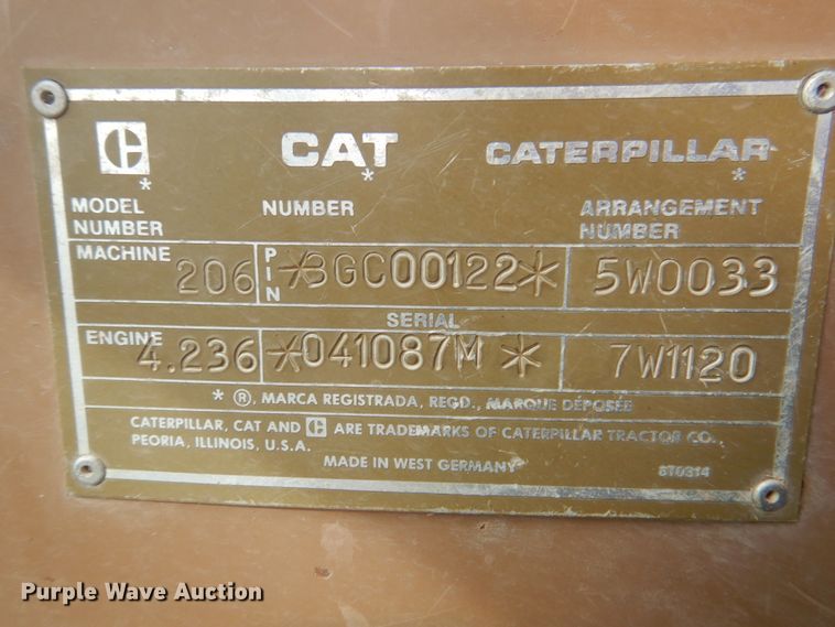 image for item DK8741 1985 Caterpillar 206  wheeled excavator