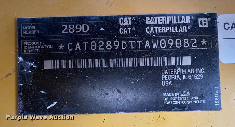 image for item DL6870 2018 Caterpillar 289D  tracked skid steer loader