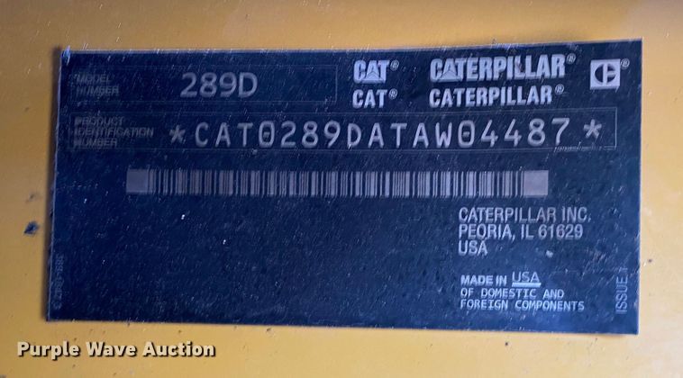 image for item DL6873 2016 Caterpillar 289D  tracked skid steer loader