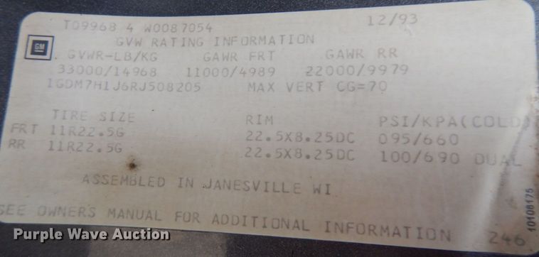 image for item DM5365 1994 GMC TopKick C6500  drilling rig truck