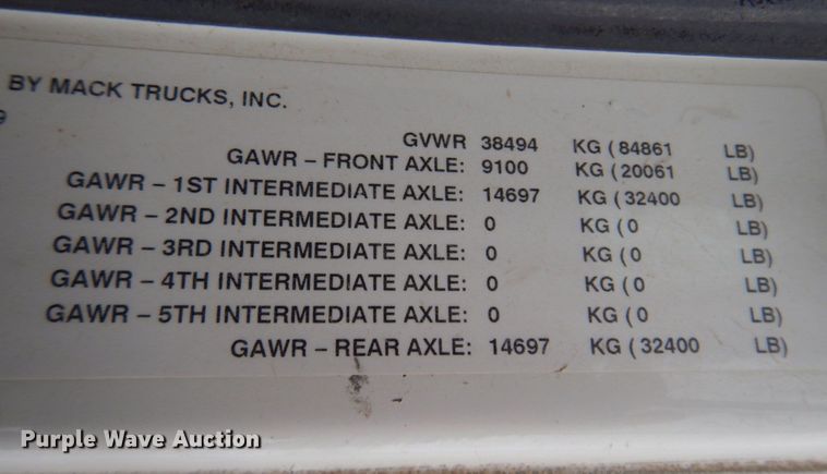 image for item DM5367 2011 Mack GU813  winch truck