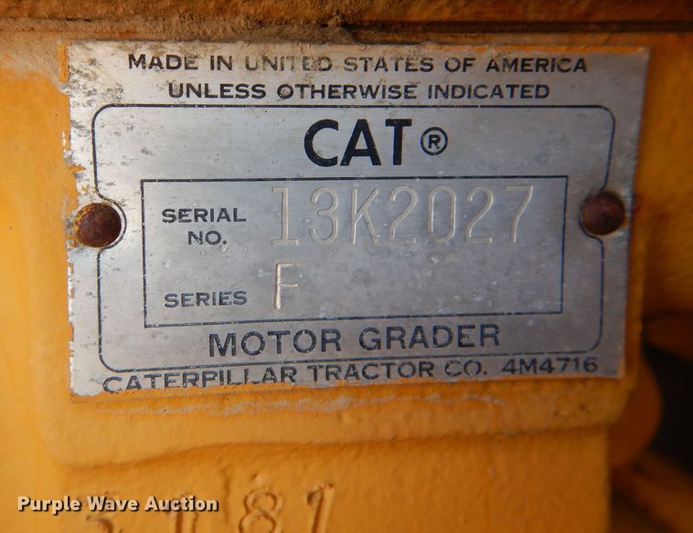 image for item DN5465 1969 Caterpillar 12F  rigid frame motor grader