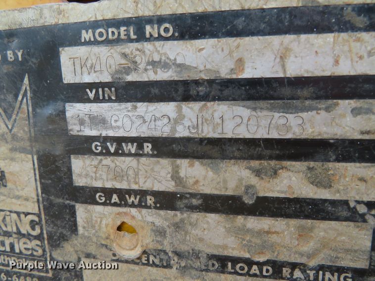 image for item DN7882 1988 Trail King TK40-2400  equipment trailer