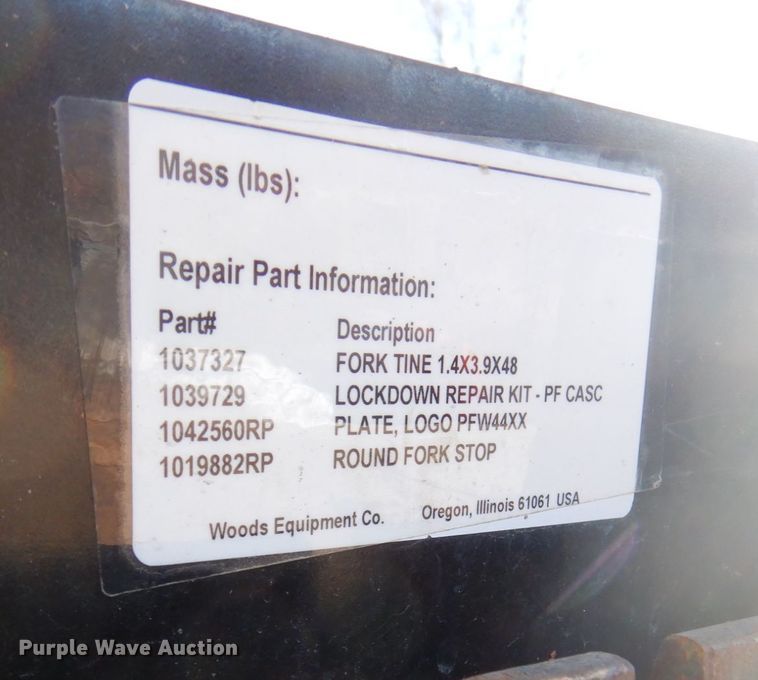 image for item DS5606 Woods 4400  48" L skid steer forks