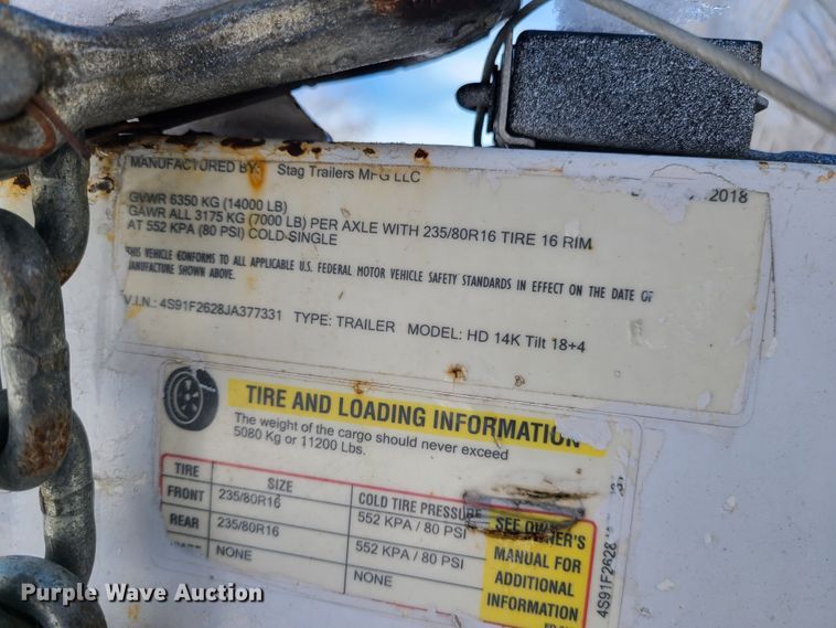 image for item GB9188 2018 STAG  tilt deck equipment trailer