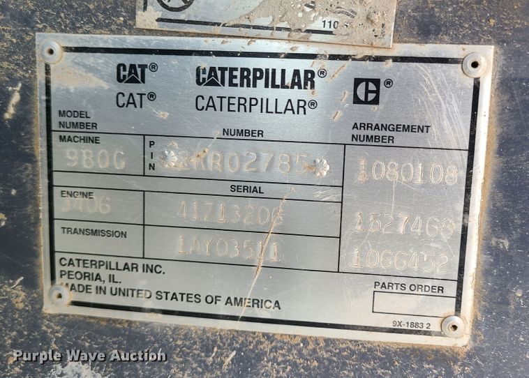 image for item GB9207 1999 Caterpillar 980G  wheel loader