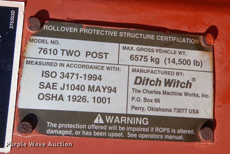 image for item IE9566 1999 Ditch Witch 7610  trencher