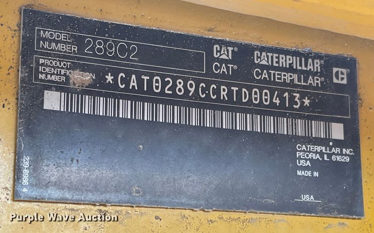 image for item IJ9632 2012 Caterpillar 289C2  tracked skid steer loader