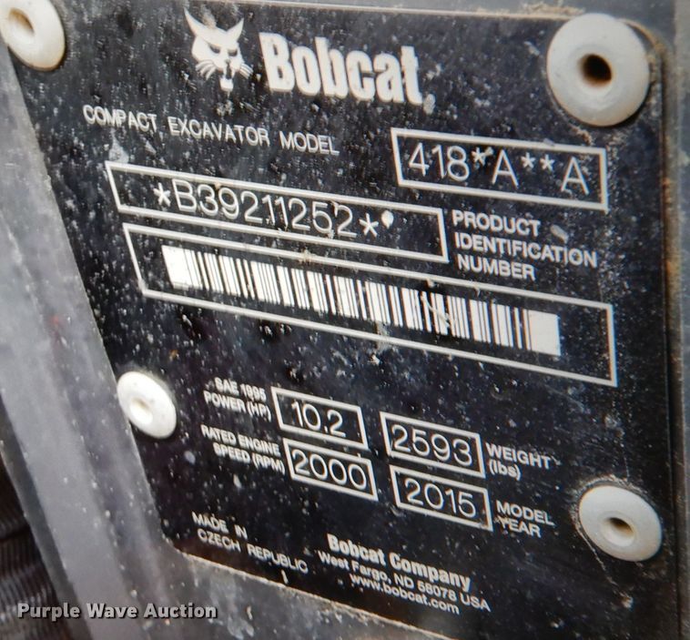 image for item IV9981 2015 Bobcat 418  mini excavator