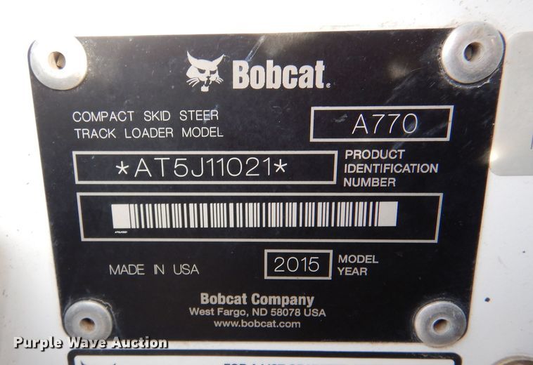 image for item IV9992 2015 Bobcat A770  skid steer loader