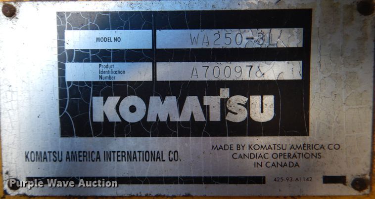 image for item JD9428 1997 Komatsu WA250-3L  wheel loader