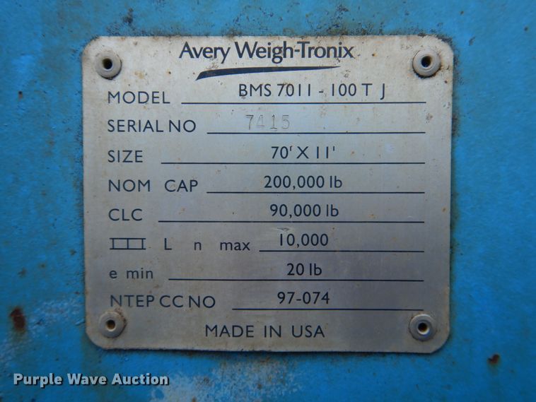 image for item JD9429 2009 Avery Weigh-tronix BMS 7011-100T  truck scale