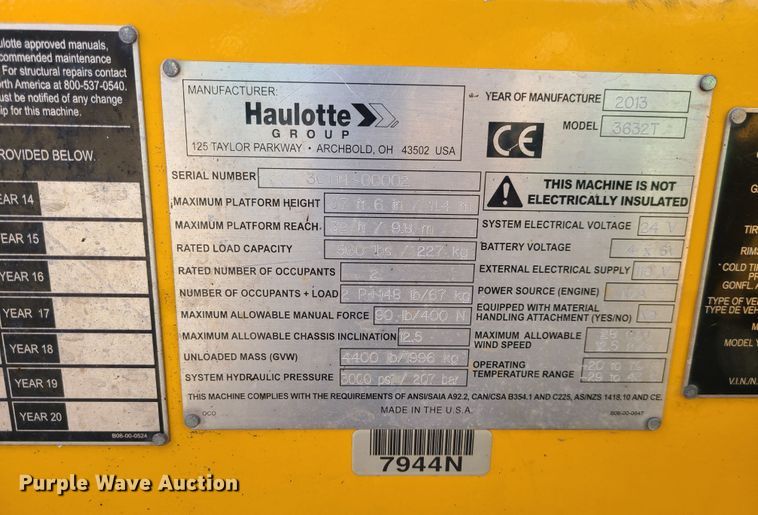 image for item JG9272 2014 Haulotte 3632T  boom lift