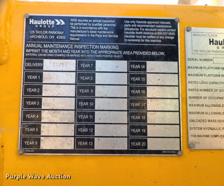 image for item JG9272 2014 Haulotte 3632T  boom lift