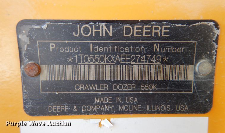 image for item JK9822 2015 John Deere 550K XLT  dozer