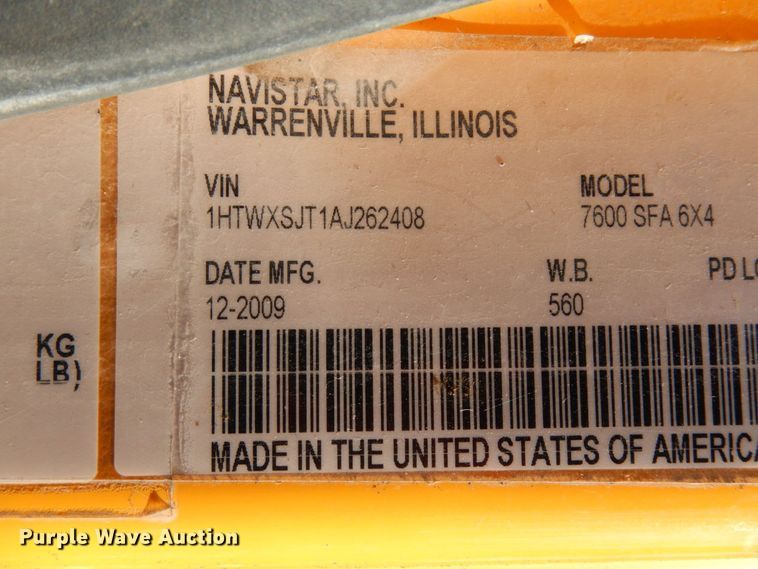 image for item JK9829 2010 International WorkStar 7600  dump truck