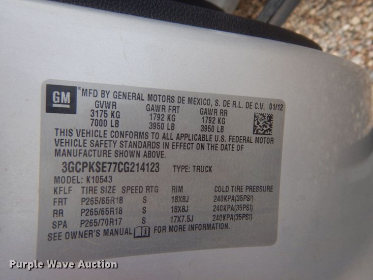 image for item KE9318 2012 Chevrolet Silverado 1500 LT  Crew Cab pickup truck