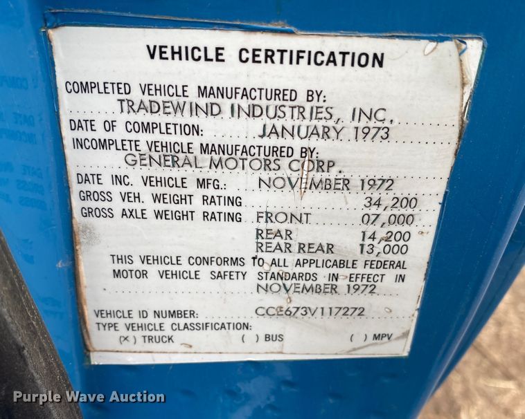 image for item DL1481 1973 Chevrolet C65  grain truck