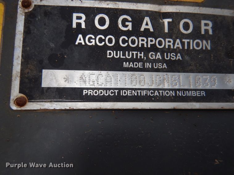image for item DL3504 2012 AGCO RoGator RG1100  sprayer