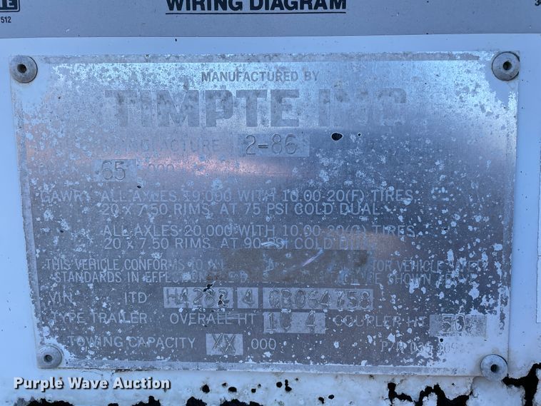 image for item DN0091 1986 Timpte  grain trailer