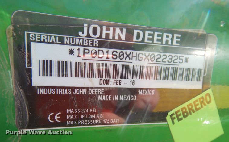 image for item EY9780 2016 John Deere 3032E  MFWD tractor