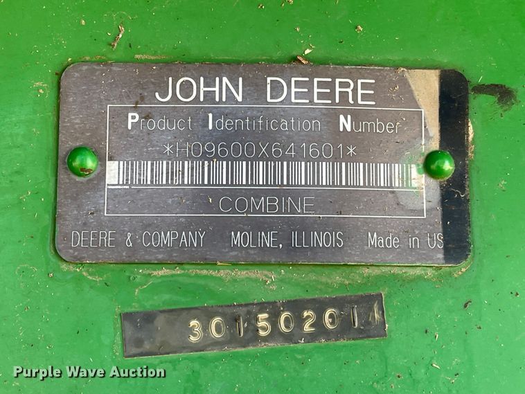 image for item IJ9619 1991 John Deere 9600  combine