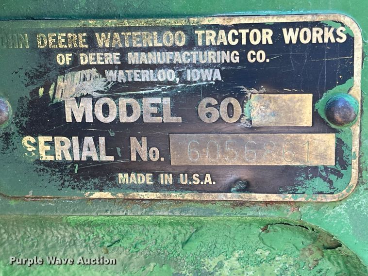 image for item IJ9659 1956 John Deere 60  tractor