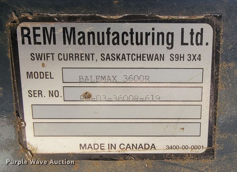 image for item JP9033 Rem BaleMAX 3600R  bale processor