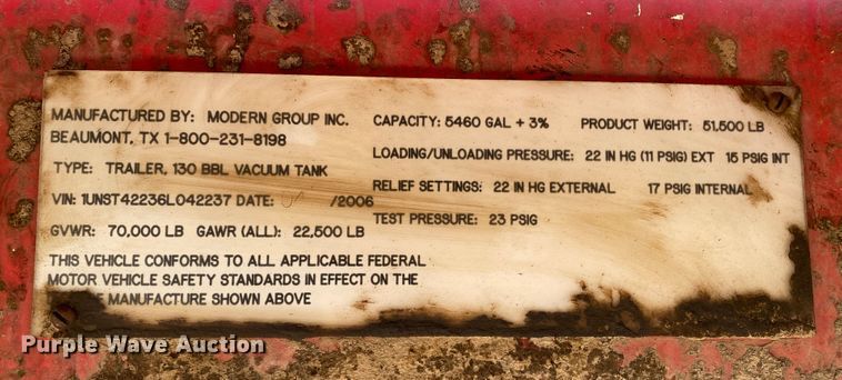 image for item DL1449 2006 Dragon  vacuum trailer