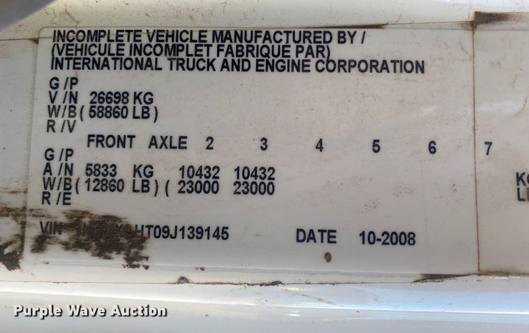 image for item DL1453 2009 International 7600  vacuum truck