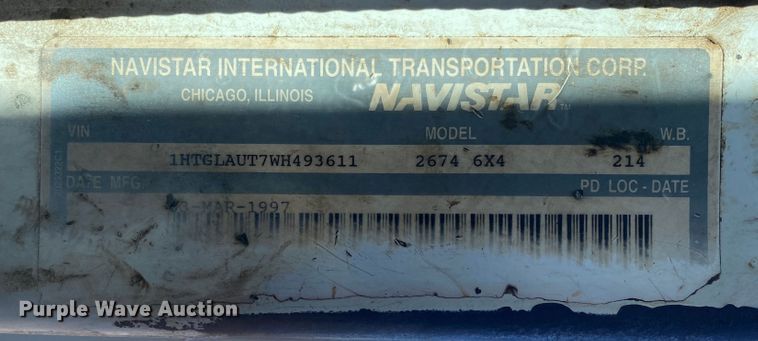 image for item DL1454 1998 International 2674  vacuum truck