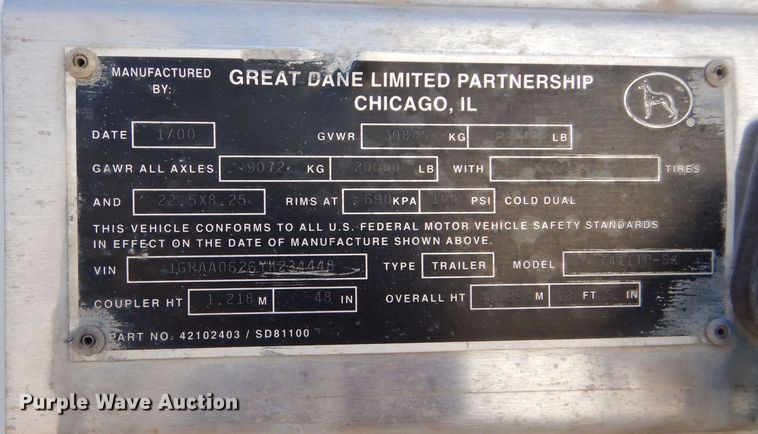 image for item DM4470 2000 Great Dane  dry van trailer