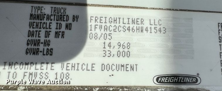image for item ID9632 2006 Freightliner Business Class M2  Crew Cab truck cab and chassis