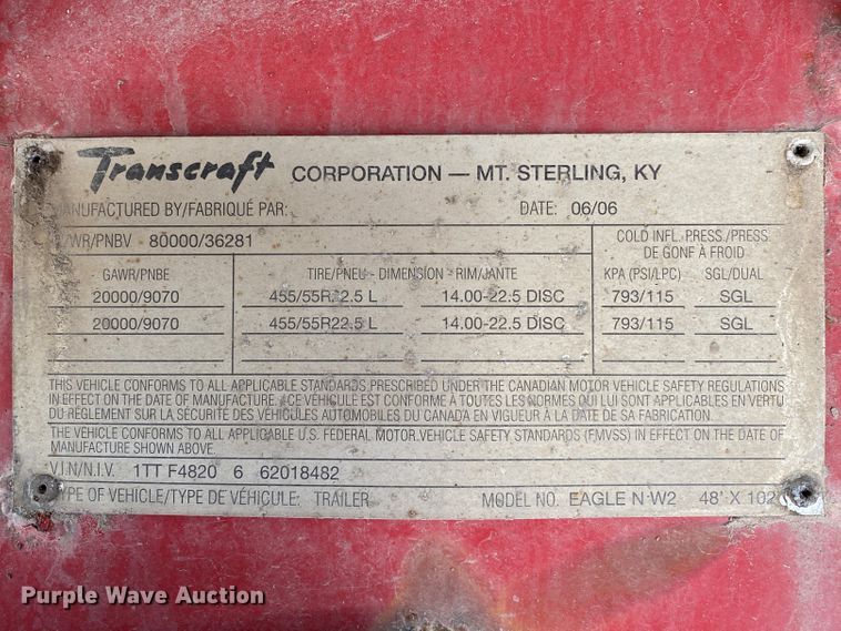 image for item IG9700 2006 Transcraft Eagle NW2  flatbed trailer