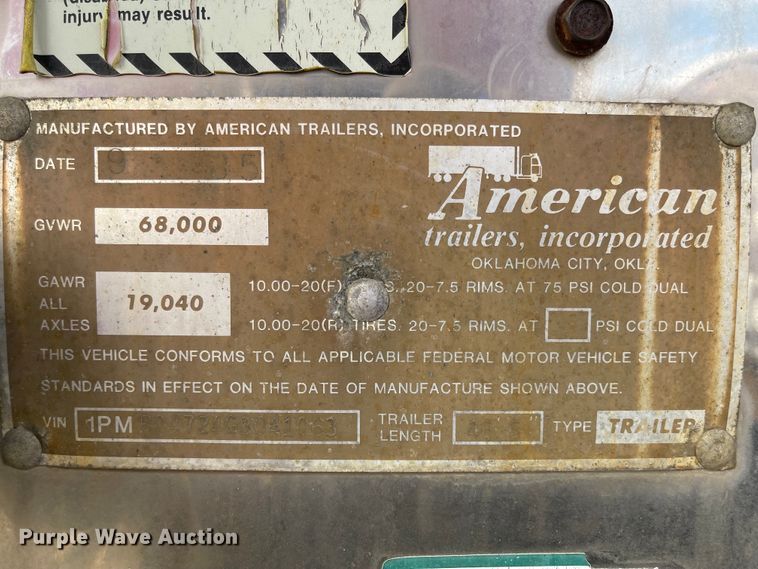 image for item IJ9697 1986 American A355  refrigerated van trailer