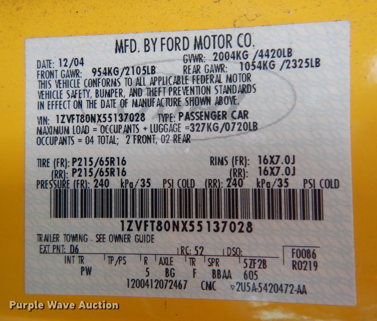 image for item DI8647 2005 Ford Mustang