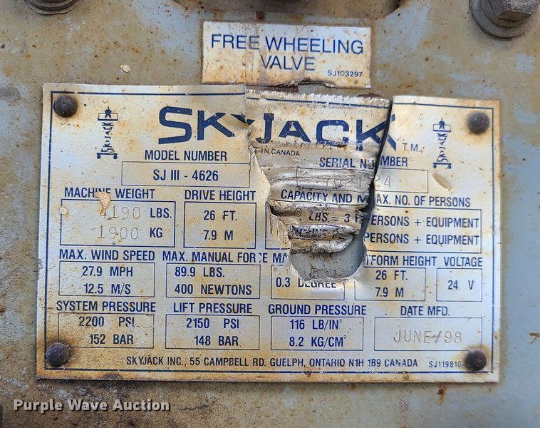 image for item DJ1720 Skyjack SJIII 4626  scissor lift