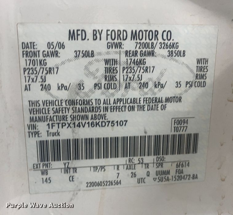 image for item DL1493 2006 Ford F150  SuperCab pickup truck