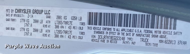 image for item DL6903 2014 Dodge Ram 1500  pickup truck