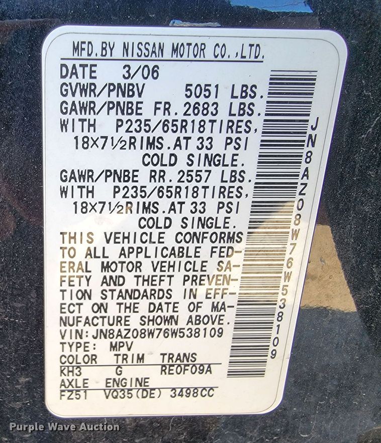 image for item DM7486 2006 Nissan Murano  SUV