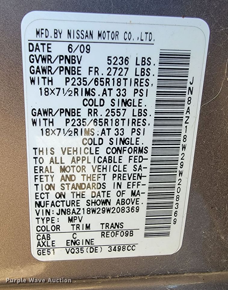 image for item DM7492 2009 Nissan Murano  SUV