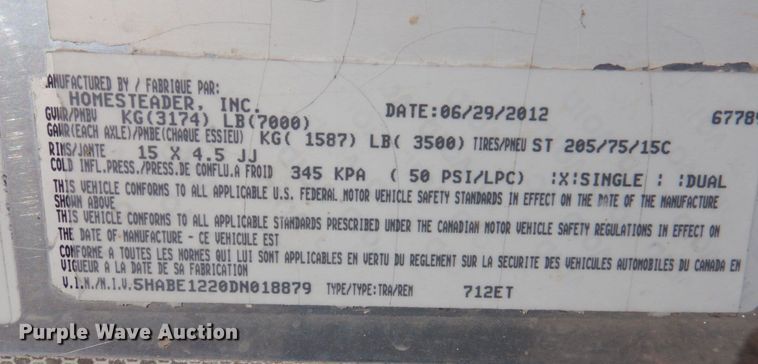 image for item DN1258 2013 Homesteader 712ET  enclosed cargo trailer