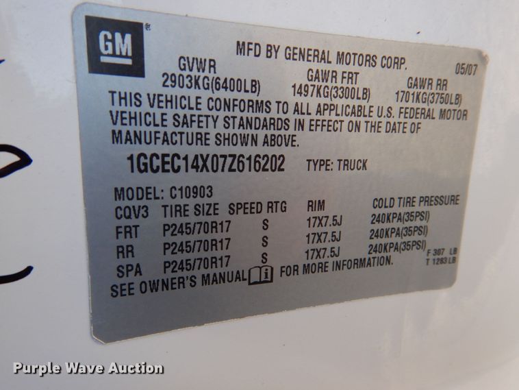 image for item DN1260 2007 Chevrolet Silverado 1500  pickup truck