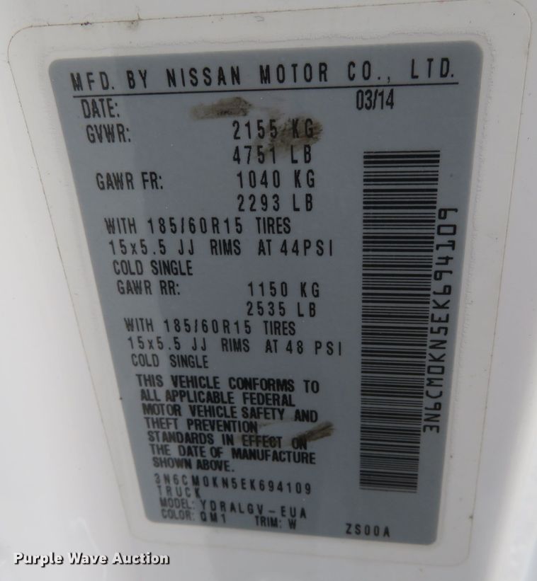 image for item DN7894 2014 Nissan NV200  van