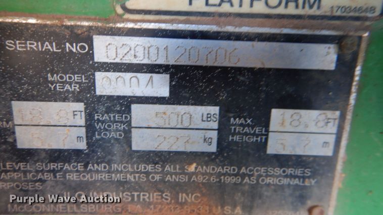 image for item DR0850 2004 JLG 1930ES  scissor lift