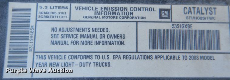 image for item HN9788 2003 GMC Sierra 1500  Ext. Cab pickup truck