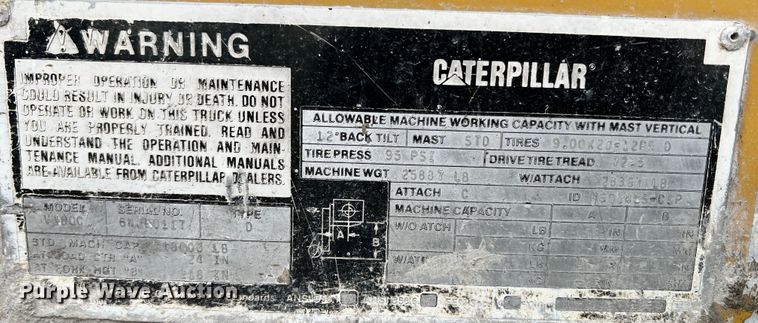 image for item ID9688 Caterpillar V180C  forklift