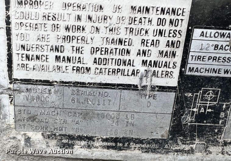 image for item ID9688 Caterpillar V180C  forklift